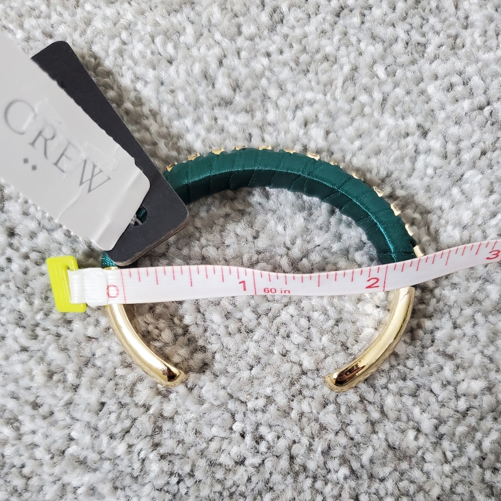 J.Crew ribbon Wrapped crystal cuff bracelet, s/m, green - Picture 5 of 5